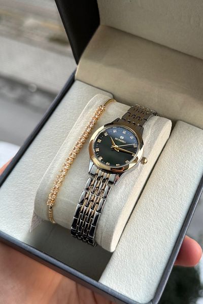 Homies Women's Wrist Watch Small Case Vintage Stone Dial Model and Bracelet