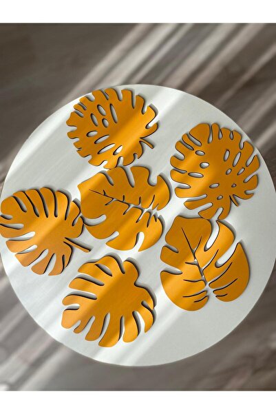 Forester Toys Orange Set of 24 Wooden Monstera Leaf Coasters