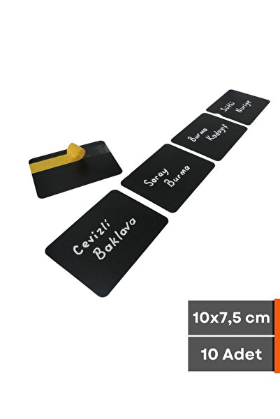 Şeffaf Etiket 10 kom brisivih tabličnih etiketa crne boje 10x7.5 cm samoleplj...