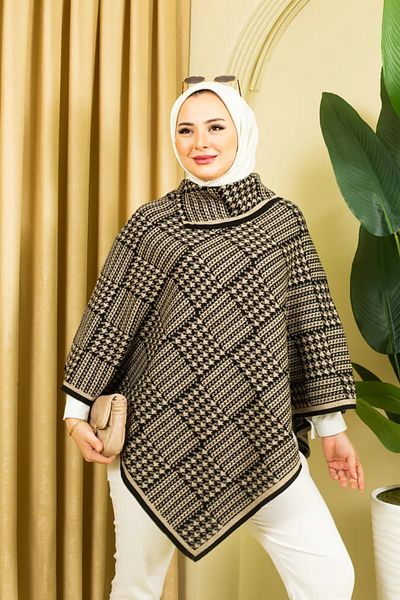 02Lady Fashion дамско пончо с триъгълни шарки