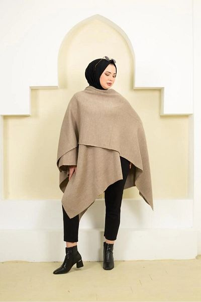 02Lady Fashion дамски едноцветен шал-пончо