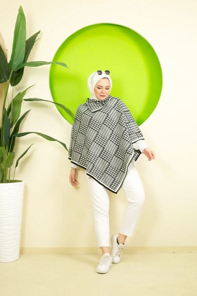 02Lady Fashion дамско пончо с триъгълни шарки