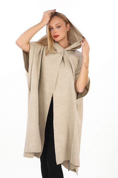 02Lady Fashion poncho cu glugă tricot