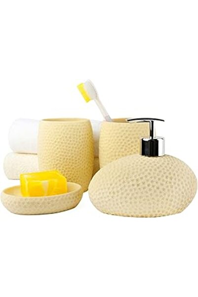 Bosphorus حمام منقوش على شكل قرص العسل باللون الأصفر مكون من 4 قطع