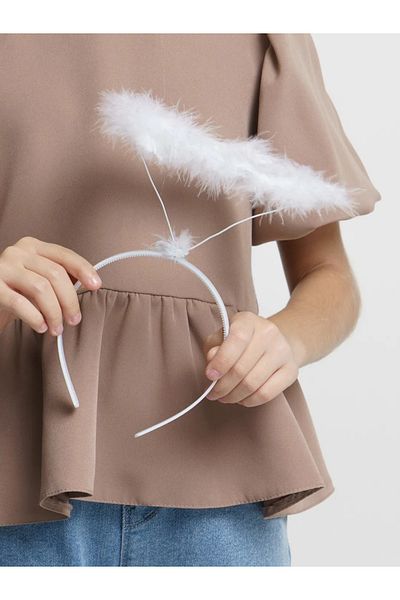 CEKAVE White Otrish Feathered Flexible Structure Angel Haresi Angel Crown