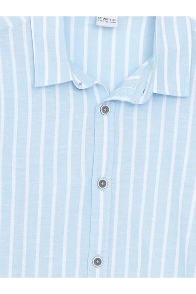 LC Waikiki Lcw Kids Blue Striped Linen Blended Boy's Shirt