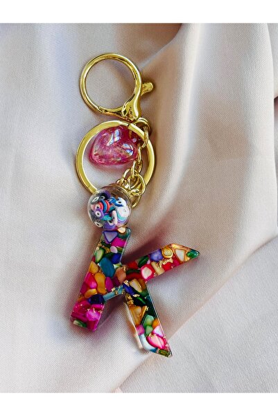 COCOSH TAKI سلسلة مفاتيح على شكل قلب مطرز بحروف K