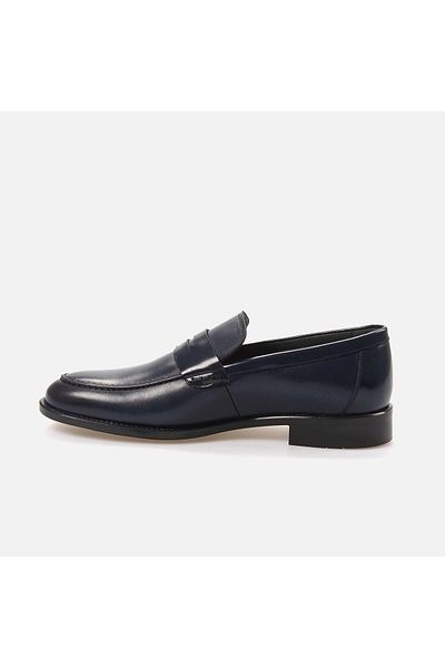 KEMAL TANCA Men's Genuine Leather Pvc Sole Navy Blue Classic Shoes