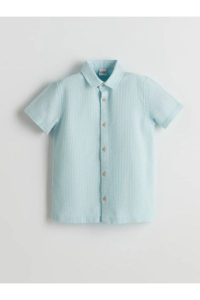 LC Waikiki LCW Kids bílá chlapecká košile s krátkým rukávem s texturou