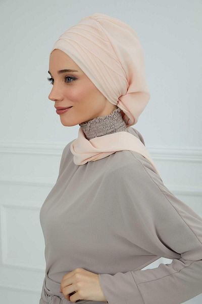 Aisha's Design عمامة شيفون جاهزة بتصميم وشاح متقاطع، HT-48