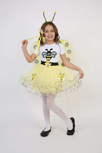 nacar çarşı Kız Çocuk Arı Kostümü Arı Tişört Arı Etek Arı Taç Kanat Takım 23 ...