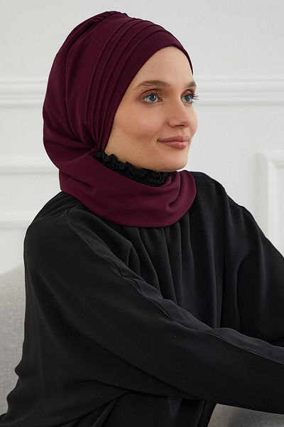 Aisha's Design عمامة شيفون جاهزة بتصميم وشاح متقاطع، HT-48