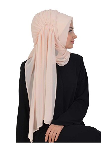 Ayşe Tasarım Πρακτικό σάλι από σιφόν με σχέδιο πλευρικής συσφίξεως, PS-8, Μπεζ