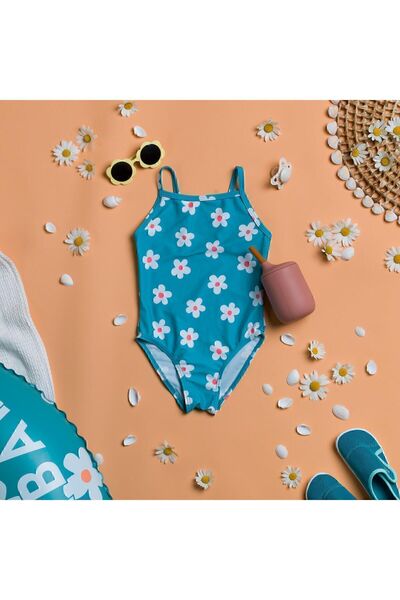 Decathlon Blue Floral Printed Baby Swimsuit