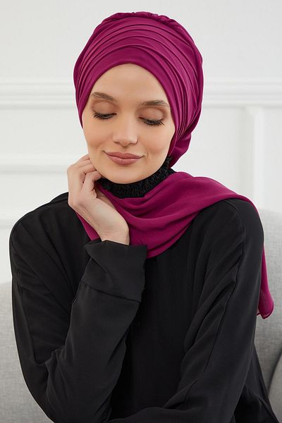 Aisha's Design عمامة شيفون جاهزة بتصميم وشاح متقاطع، HT-48