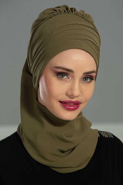 Aisha's Design عمامة شيفون جاهزة بتصميم وشاح متقاطع، HT-48