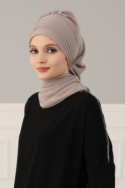 Aisha's Design Σχεδιασμός τουρμπάν με φουλάρι με χιαστί ράψιμο, σιφόν, HT-48, βιζόν