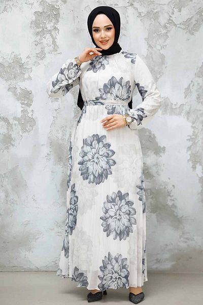 Neva Style Φόρεμα Hijab με λουλουδάτο σχέδιο 344603 GR