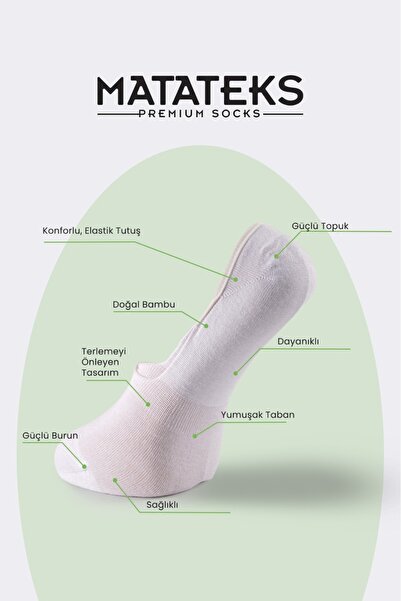 Matateks Дамски балетки, бели, безшевни, невидими, неплъзгащи се, силиконови, премиум, 6 броя