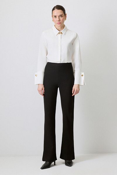 Touché Privé Crepe Pants with Slip Detail