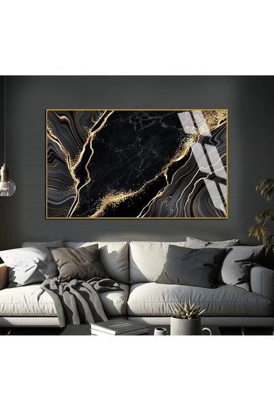 Harika bir ev HARİKABİREV | Model abstract cu model de marmură negru-auriu | ...