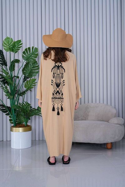 BeyzaBayram Women's Buttoned Embroidery Detailed Loose Viscose Dress