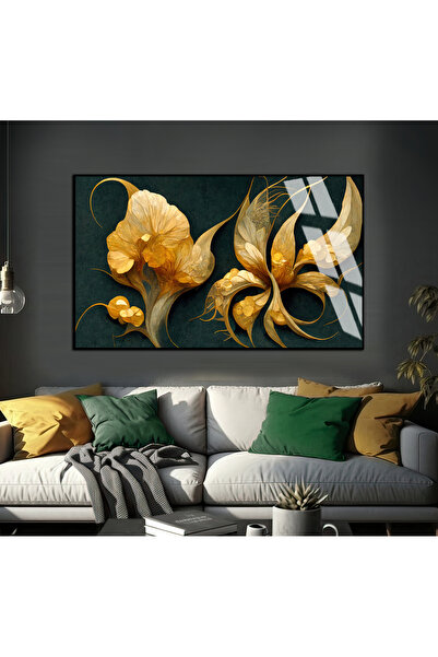 Harika bir ev HARİKABİREV | FORMĂ ABSTRACTĂ DE FLOARE VERDE-GALBENĂ | TABLĂ D...