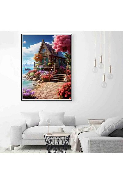pixartsanat The Great Sea House Pixart Art Diamond Mosaic Painting 40X60