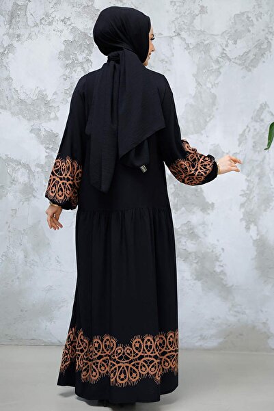 Neva Style Camel Print Hijab Dress - 18237C