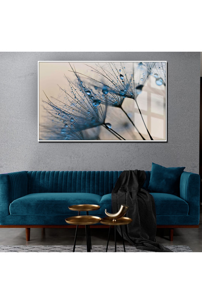 Harikabirev HARİKABİREV | MODEL 01 CU FLORI ALBASTRE | TABLO DE STICLA TEMPLA...