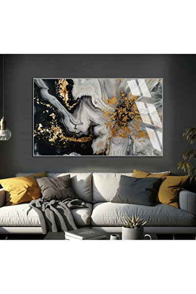 Harikabirev HARİKABİREV | MODEL DE FLORI ABSTRACTE CU MOTIV GRAY-GOLD | TABLO...