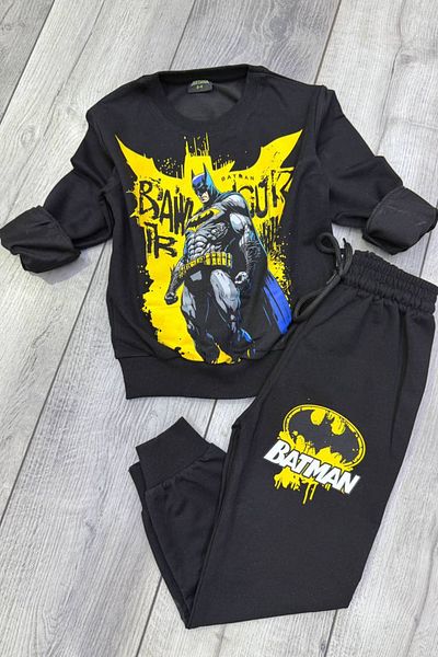 Batman 2 Yarn Batman Printed Black Tracksuit Set