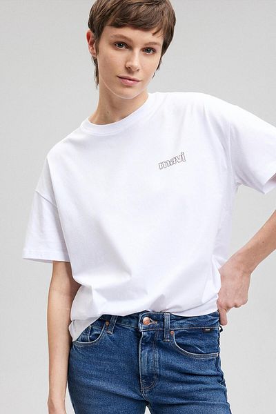 Mavi M. 1611309 -620 Tricou de damă SS alb din bumbac pieptănat cu mânecă scurtă