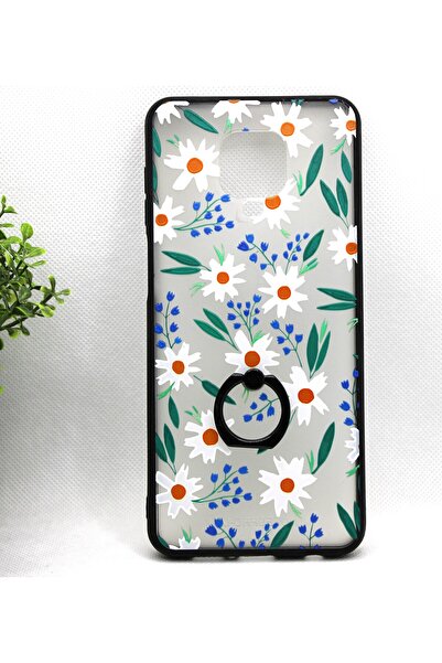 Tezcan Aksesuar Redmi Note 9 Pro Uyumlu Çiçek Desenli Parmak Tutucu Yüzüklü T...