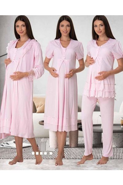 by İGP Maternity Maternity Nightgown Dressing Gown Pajamas Set of 4