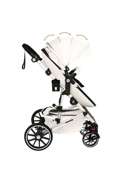 YOYKO ultra Lüx Capsule Egg Travel Sistem Bebek Arabası Beyaz Silver