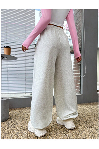 CAONNES Gri Sokak Modası JOGGER Büyük Beden Eşofman Altı Pantolon Altı 2 İplik Örme Kumaş Tessetür Sporıkhj