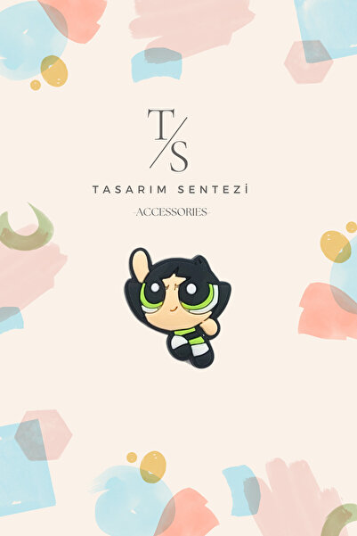 Tasarım Sentezi Rozet Silikon Broş Powerpuff Girls Buttercup Çizgi Film Yaka ...