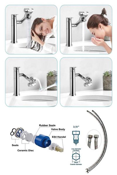 optana Modern Chrome Robotic Movable Swivel Dish Sink Sink Faucet Kitchen Bathroom Faucet Long Head