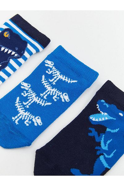 LC Waikiki LCW Kids Dinosaur Pattern Boy Booties Κάλτσες 3 τεμαχίων