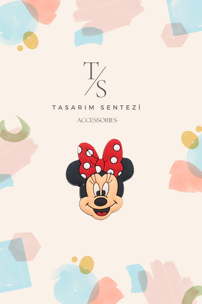 Tasarım Sentezi Rozet Silikon Broş Minnie Mouse Mini Fare Yaka Çanta Kıyafet ...