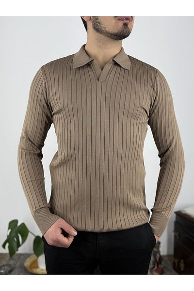 T&M Vertino Ribbed Polo Neck Classic Knitwear