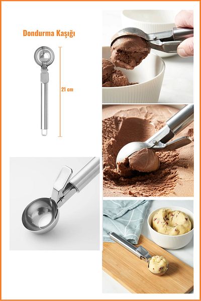 IKEA İdealisk Stainless Steel Ice Cream Spoon, 21 cm