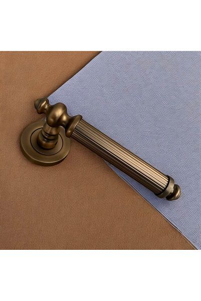 KOLDOOR Zk37 Antique Yellow Zamak - Yale Steel Door Handle with Ottoman Round Badge, Left Press One Side