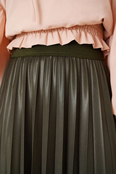 agm Leather Look Pleated Skirt