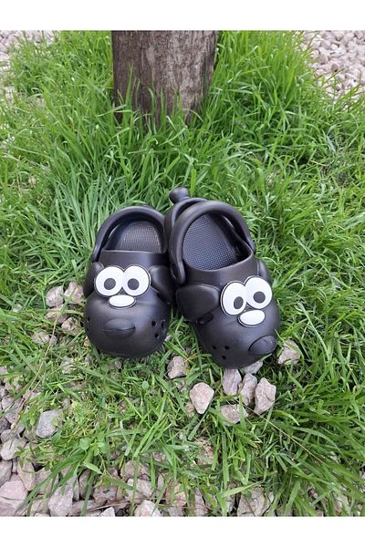 polivizyon Papuci negri pentru copii cu figură de câine drăguț Papuci de grădină Papuci de baie și sandale de plajă