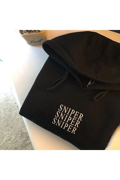 Gofeel Black Sniper Detail Printed Oversize Hoddie 3 Thread