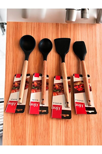 GUNES ZUCCACIYE Mien 4 Lü Set Bambu Saplı Silikon Mutfak Seti