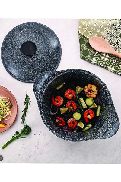 Badraig 17-Piece Granite Cookware Set Marble Nonstick Coating Grey