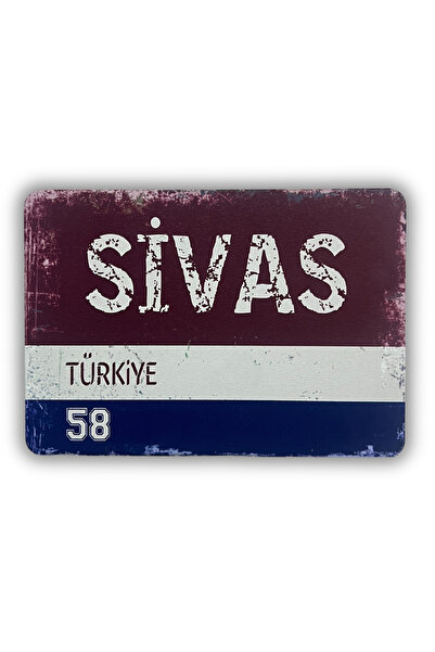 ERİSTAKI SİVAS Yazılı Retro Ahşap Türkiye Şehir Magneti-Buzdolabı Süsü-Hediye...